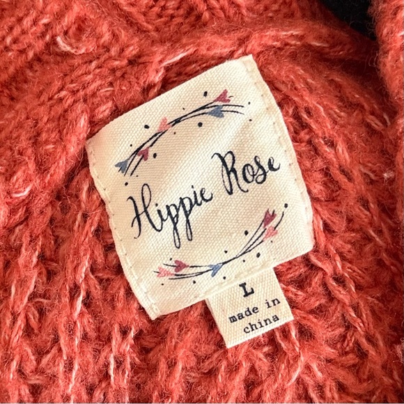 Hippie Rose Coral Blush Knit Open Front Cardigan Sweater - Picture 5 of 8